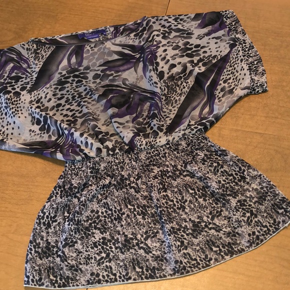 Miley Cyrus & Max Azria Tops - Miley Cyrus Max Azria Purple & Gray Sheer Top Sz M